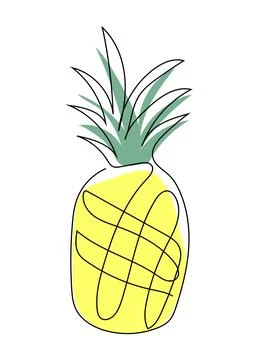Pineapple. Continuous one line drawing. Stock Illustration