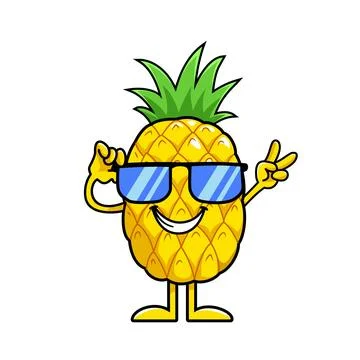 Pineapple cool eyeglass cartoon vector Stock Illustration