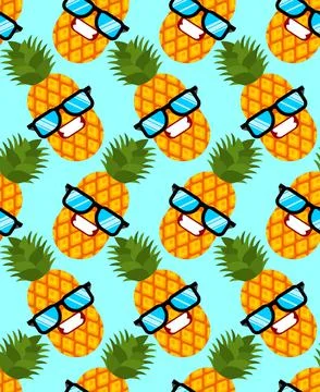 Pineapple cool with glasses pattern seamless. vector background Illustrazione stock