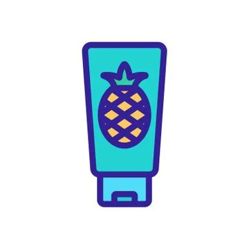 Pineapple cream icon vector outline illustration Stock Illustration