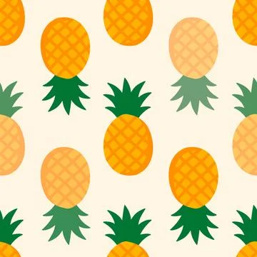 Pineapple Creamy Seamless Pattern Repeat Stock Illustration