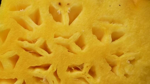 Pineapple Cross-Section Macro – Abstract Tropical Fruit Texture, Top View Stock Footage 317102464