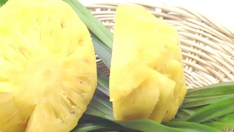 Pineapple cut on basket Stock Footage 118115540