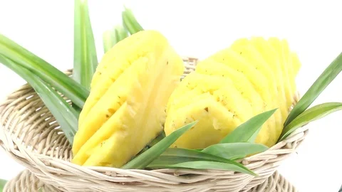 Pineapple cut on basket Stock Footage 118115554
