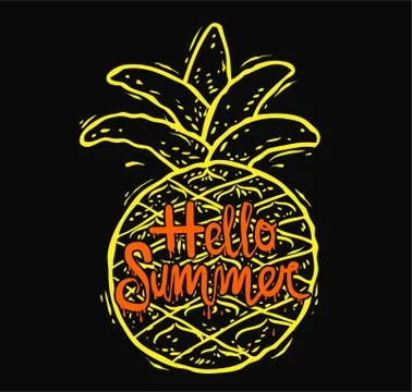Pineapple cute print or summer themed illustration vector Stock Illustration