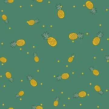 Pineapple cute seamless pattern background for kids textile. Vector Illustrat 스톡 일러스트