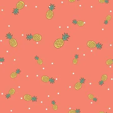 Pineapple cute seamless pattern background for kids textile. Vector Illustrat Stock Illustration