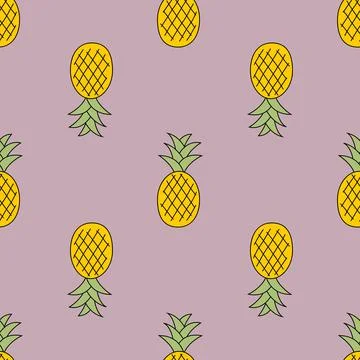 Pineapple cute seamless pattern background for kids textile. Vector Illustrat Stock Illustration