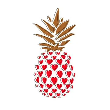 Pineapple. Cute vector pineapple illustration. Cartoon funny graphic food. Stock Illustration