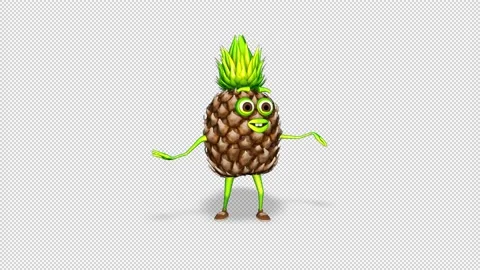 Pineapple Dance Loop on Alpha Channel Stock Footage 162880734