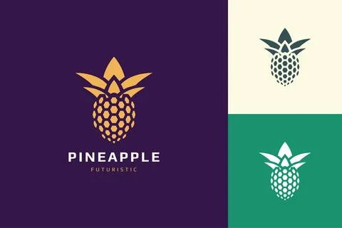 Pineapple database or technology logo in abstract and futuristic shape Illustrazione stock