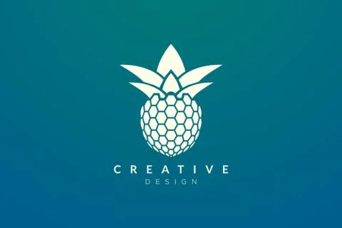 Pineapple design ideas technology style. Modern minimalist and elegant vector Stock Illustration