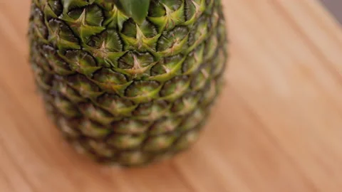 Pineapple Detail Rack Focus Looking Down Side Stock Footage 155115625