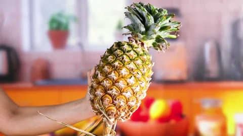 Pineapple Display in Kitchen Setting Stock Footage 311370140