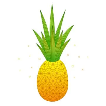 Pineapple. Doodle. Color vector illustration. Hand-drawn. Stock Illustration