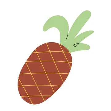 Pineapple doodle icon, tropic fruit illustration isolated on white background Stock Illustration