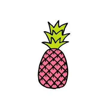 Pineapple doodle icon, vector color line illustration Stock Illustration