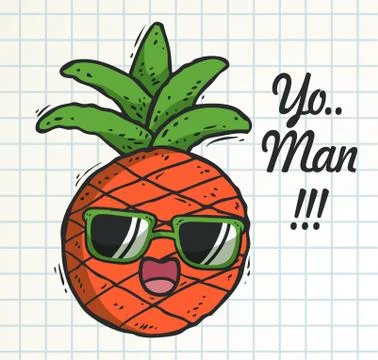 Pineapple doodle icon vector Stock Illustration