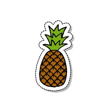 Pineapple doodle icon, vector sticker illustration Stock Illustration