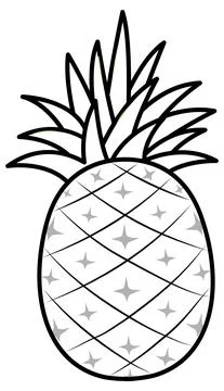 Pineapple doodle outline for colouring Stock Illustration