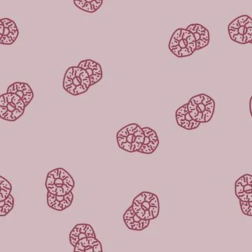 Pineapple dried fruit line vector seamless pattern Stock Illustration