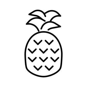 Pineapple flat icon. Pictogram for web. Line stroke. Isolated on white backgr Stock Illustration