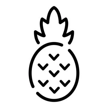 Pineapple flat icon. Pictogram for web. Line stroke. Isolated on white backgr Stock Illustration