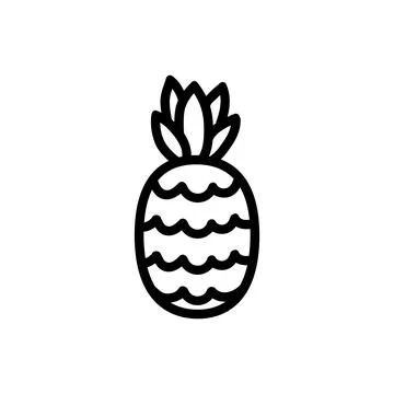 Pineapple flat outlined icon. Vector fruit logo isolated on white background. Stock Illustration