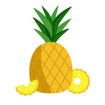Pineapple flat vector illustration isolated on white background. Stock Illustration