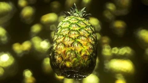 Pineapple Floating Against a Vibrant Bokeh Background 库存影片 72299672