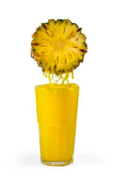 Pineapple with flowing juice Stock Photos