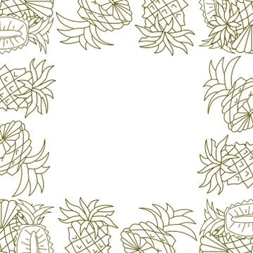 Pineapple Frame Empty Template Vector 스톡 일러스트
