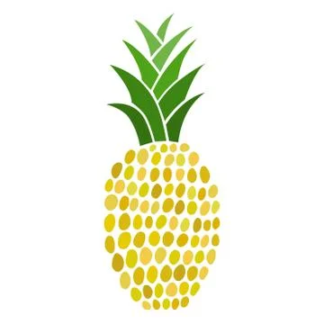 A pineapple. Fresh fruit. Hand-drawn vector illustration. Stock Illustration