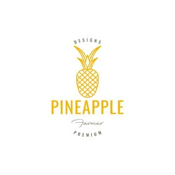 Pineapple fresh fruit line hipster colored geometric logo design vector ico.. Stock Illustration