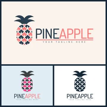 Pineapple fresh fruit logo set design template Stock Illustration