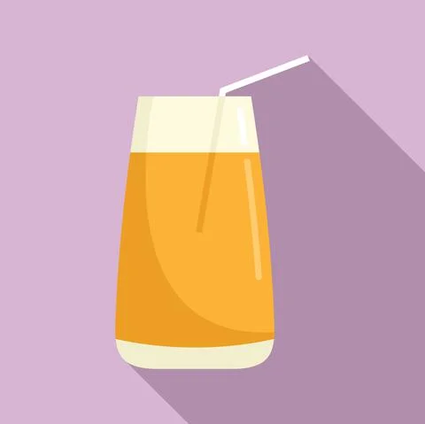 Pineapple fresh juice icon, flat style Stock Illustration
