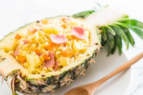 Pineapple fried rice with ham Stock Photos