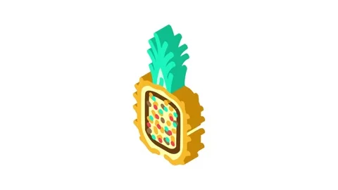 Pineapple fried rice thai cuisine isometric icon animation Stock Footage 327287825