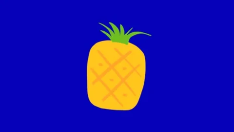Pineapple Fruit Cartoon Animation Blue Screen Видео 345096548