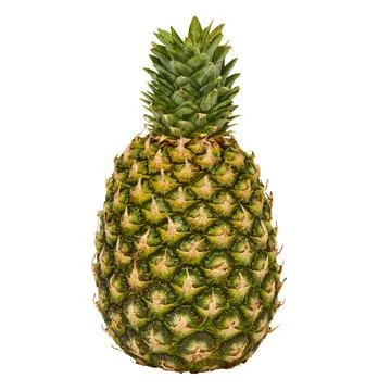 Pineapple fruit close up isolated on white background, shallow depth of field Stock Photos