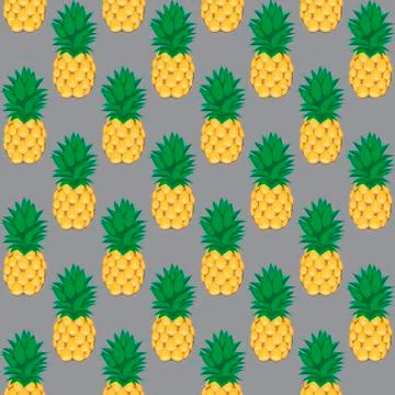 Pineapple fruit contour abstract seamless pattern on grey background Stock-Illustration