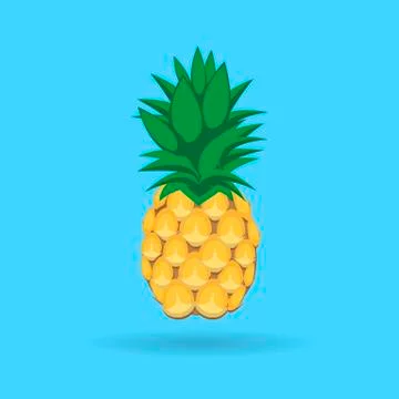 Pineapple fruit contour abstract seamless pattern on aqua blue background Stock-Illustration