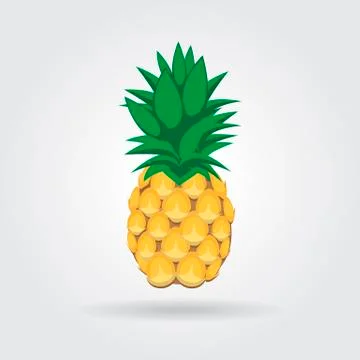 Pineapple fruit contour abstract seamless pattern on grey background Stock Illustration