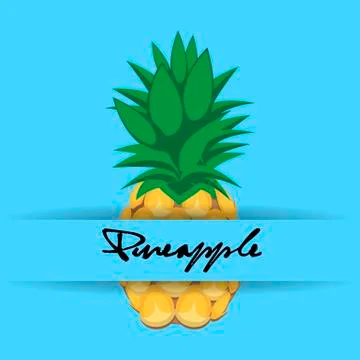 Pineapple fruit contour abstract seamless pattern on aqua blue background Stock-Illustration