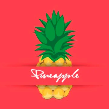Pineapple fruit contour abstract seamless pattern on pink background Illustrazione stock