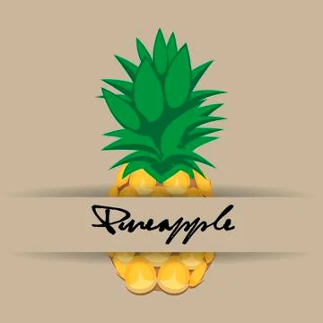 Pineapple fruit contour abstract seamless pattern on stark white background Stock Illustration