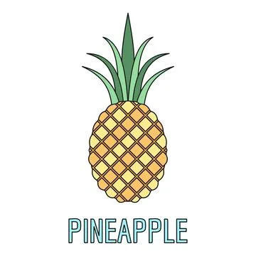 Pineapple fruit drawing on white background Illustrazione stock