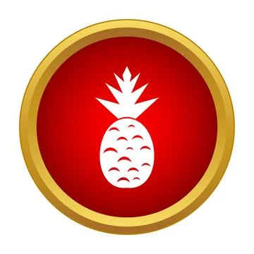 Pineapple fruit flat icon illustration on red circle Illustrazione stock