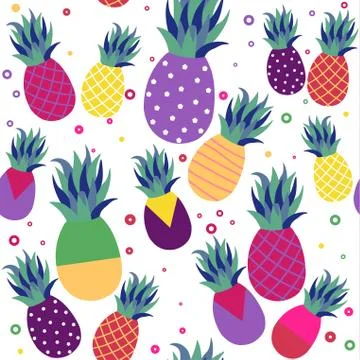 Pineapple fruit fun color pattern background イラスト素材