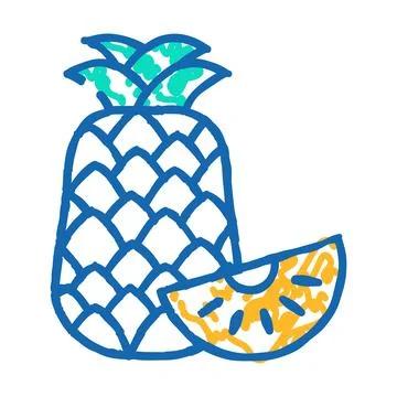 Pineapple fruit icon doodle illustration Stock Illustration